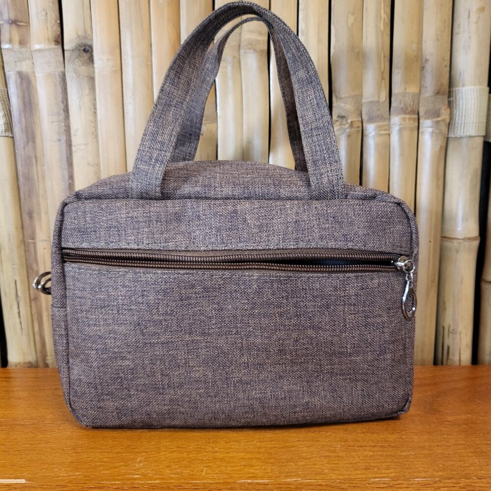 Jinfei Travel Cosmetic/Toiletry Bag Brown 9x6x3 - Picture 4 of 6